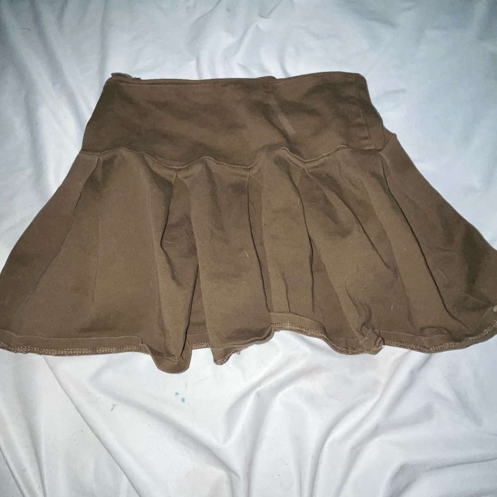 short brown mini skirt
